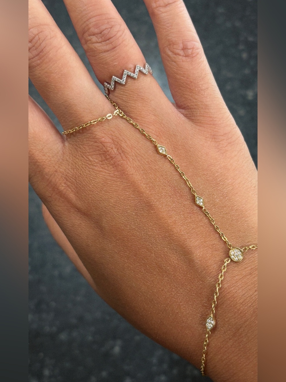 Gold Diamond Zig Zag Ring - Sz. 5.5